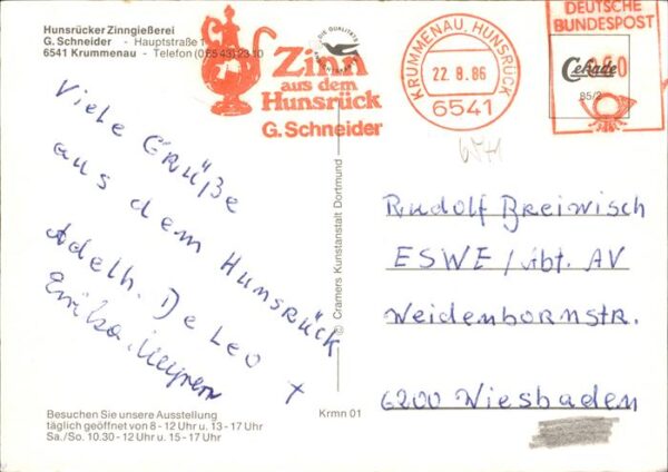 Handwerk Zinn Hunsrück Giesserei Krummenau G Sch – Bild 2