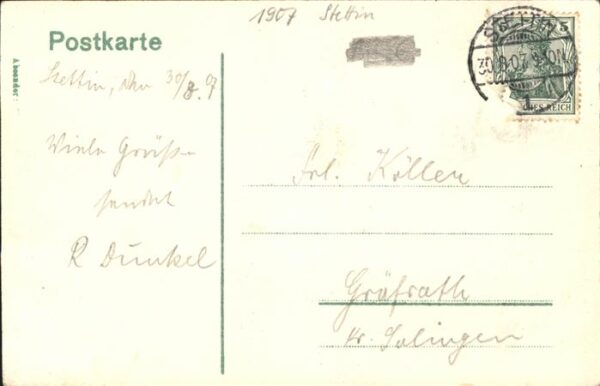 Stettin Szczecin Pommern Grüne Schanze und Hauptpost Brunnen – Bild 2