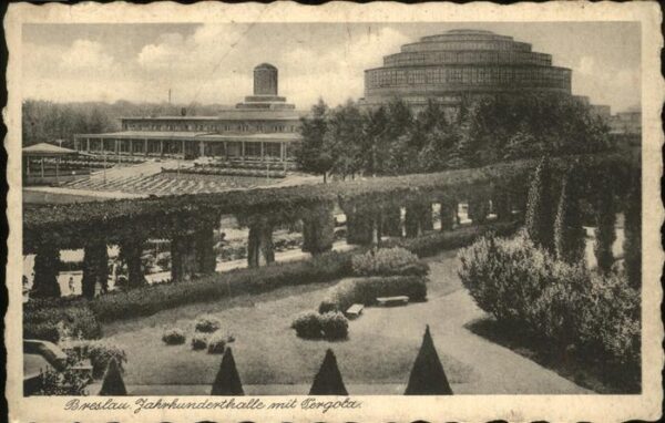 Breslau Niederschlesien Jahrhunderthalle mit Pergola