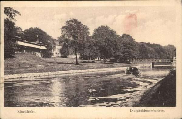 Stockholm Djurgardsbrunnskanalen Brücke Boot