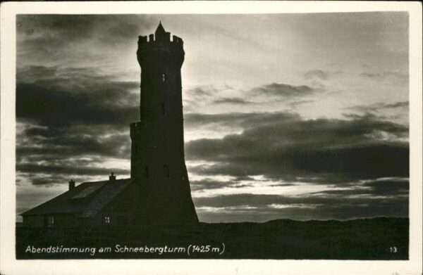 Glatz Niederschlesien Abendstimmung am Schneebergturm