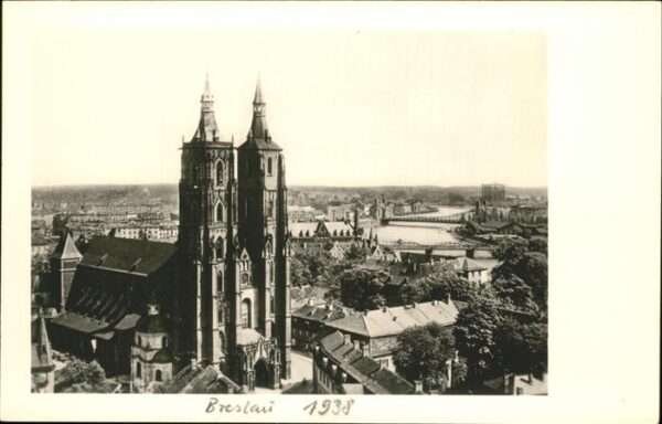 Breslau Niederschlesien Blick zum Dom und die Oder Brücke
