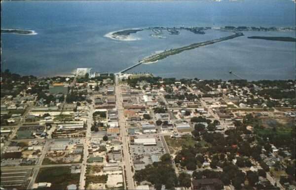 Clearwater Florida Causeway to the beach air view