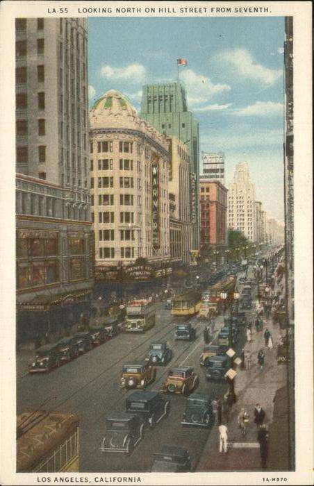 Los Angeles California Looking north on Hill Street from Seven