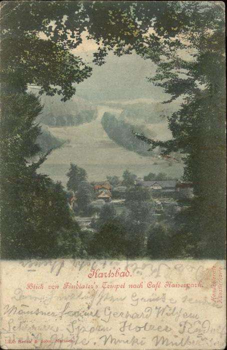 Karlsbad Eger Blick von Findlaters Tempel nach Cafe K