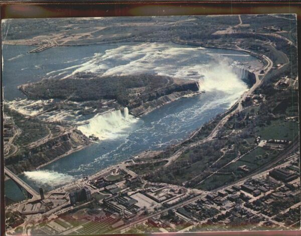Niagara Falls New York Panorama Fliegeraufnahme Aufklappkarte