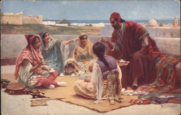 Araber Künstlerkarte Sur la terrasse