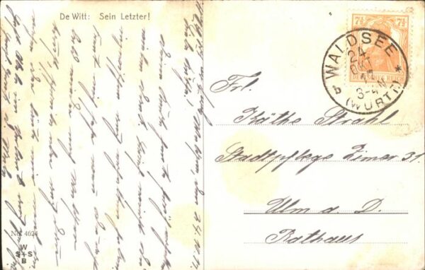 Kuenstlerkarte Nr. 4624 De Witt Sein Letzter Waldsee – Bild 2