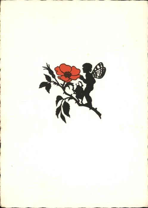 Scherenschnitt Schattenbildkarte Schmetterling Mohnblume