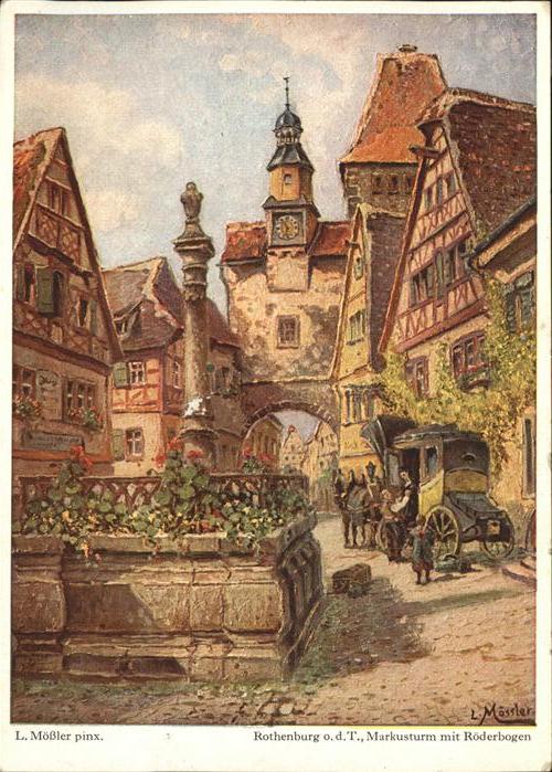 Kuenstlerkarte L. Mößler Rothenburg o.d.T. Markusturm