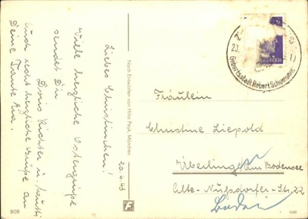Kuenstlerkarte Nr. 908 Hilla Peyk Ostern Hase – Bild 2