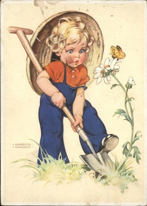 Kuenstlerkarte Nr. 1004 Lungershausen Gartenschaufel S