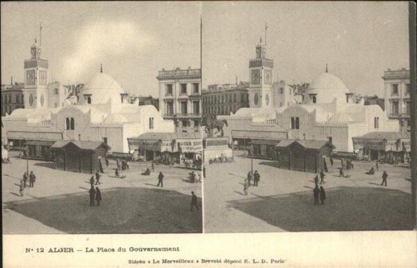 Stereoscopkarte Alger Place du Gouvernament