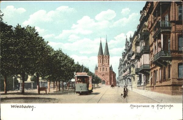 Strassenbahn Wiesbahn Rheinstrasse Ringkirche