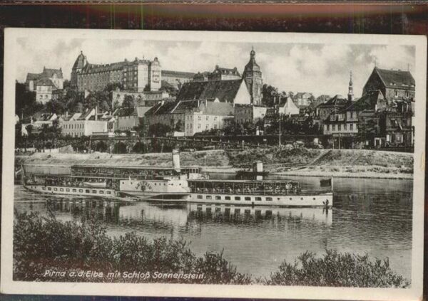 Dampfer Seitenrad Leipzig Pirna Schloss Sonnenstein