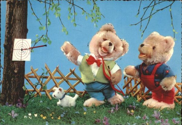 Teddy Teddybaer Teddy-bear Bogenschiessen Hund