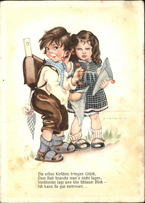 Kuenstlerkarte Hilla Peyk Nr. 712 Kirchen Kinder Gedic