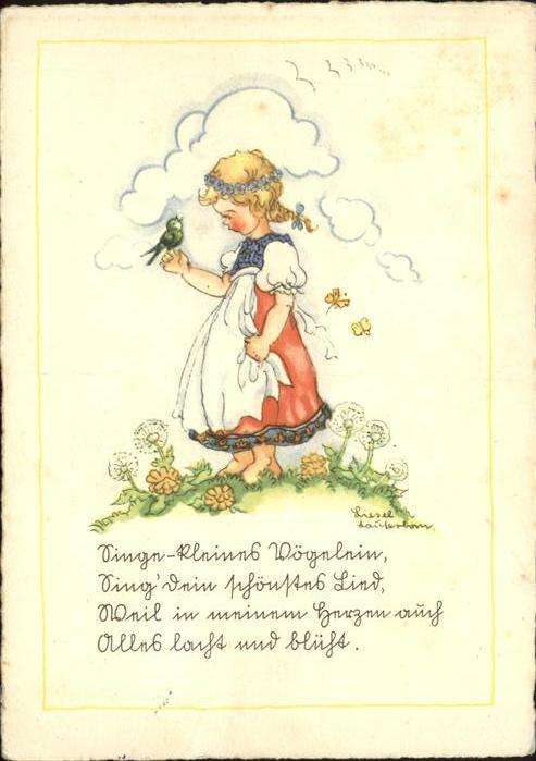 Kuenstlerkarte Liesel Lauterborn Vogel Schmetterlinge