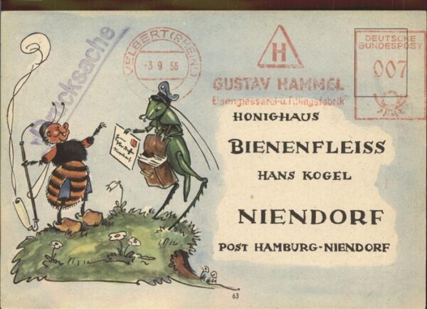 Bienen Insekten Grashüpfer vermenschlicht Postbote Honi