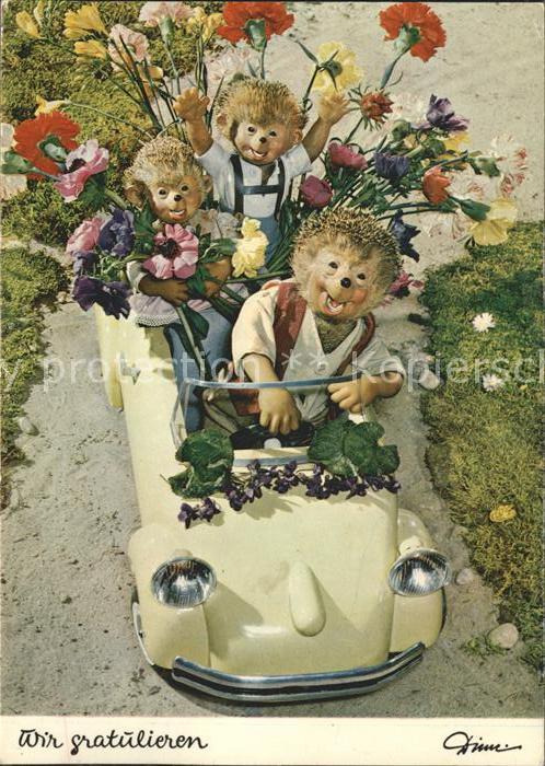 Mecki Nr. 348 Gratulation Auto Blumen