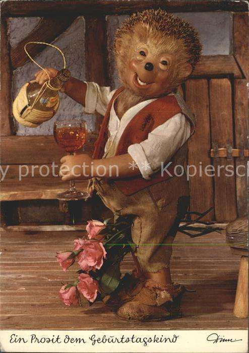 Mecki Nr. 411 Prosit Geburtstag Rosen Wein