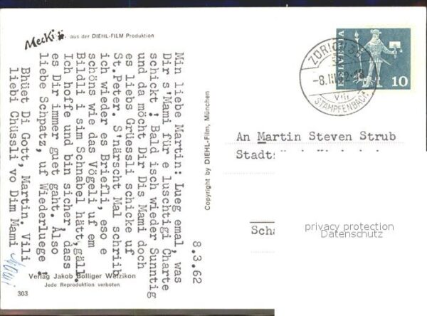 Mecki Nr. 303 Gruß Vogel Brief – Bild 2