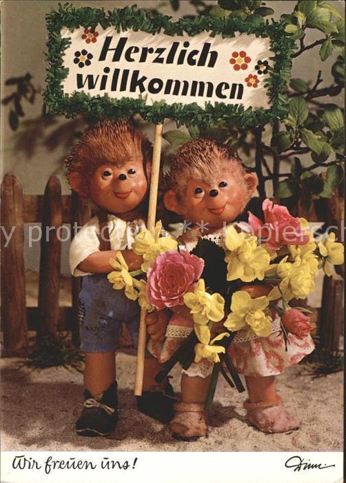 Mecki Nr. 435 Herzlich willkommen Blumen