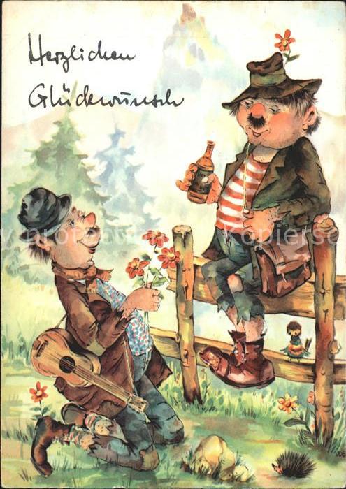 Glueckwunsch Gitarre Blumen Igel Vogel Bier
