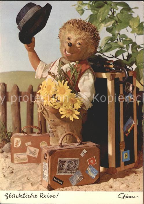 Mecki Nr. 416 Reise Koffer Blumen Hut Schirm
