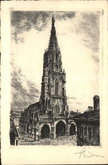 Radierung Bern Münster