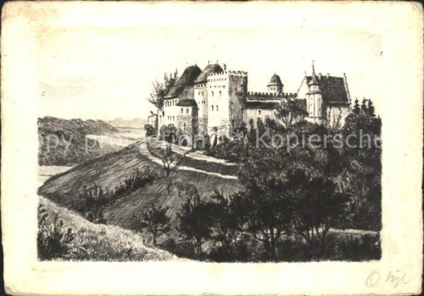 Radierung Schloß Lenzburg