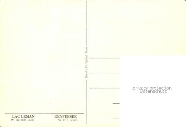 Kuenstlerkarte W. Bartlett Lac Leman Genfersee W. Hill – Bild 2