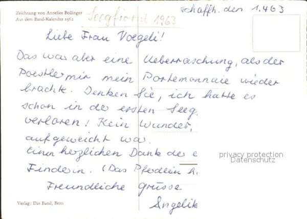 Kuenstlerkarte Annelise Bollinger Band-Kalender Frau G – Bild 2