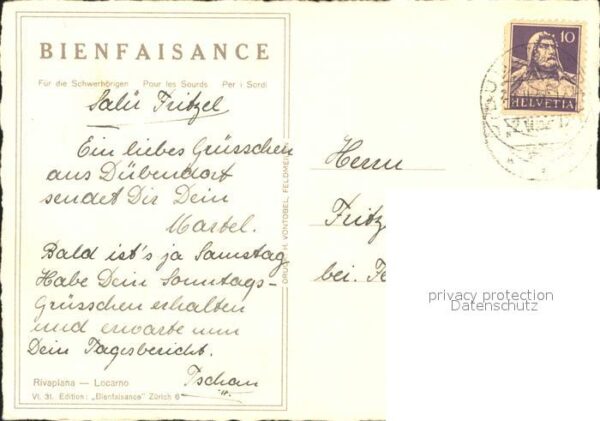 Bienfaisance VI. 31 Edition Rivaplana Locarno – Bild 2