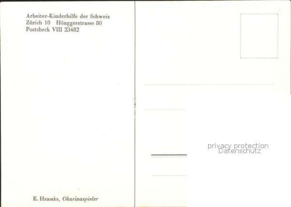 Kuenstlerkarte E. Hermes Okarinaspieler – Bild 2