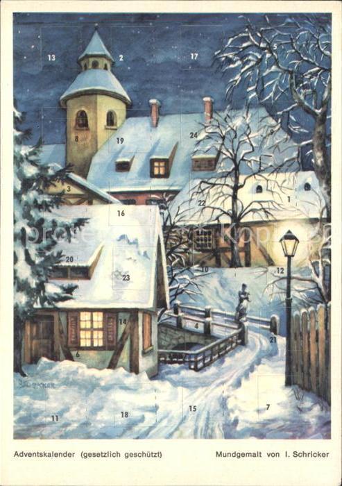 Adventskalender-AK Mundgemalt I. Schricker