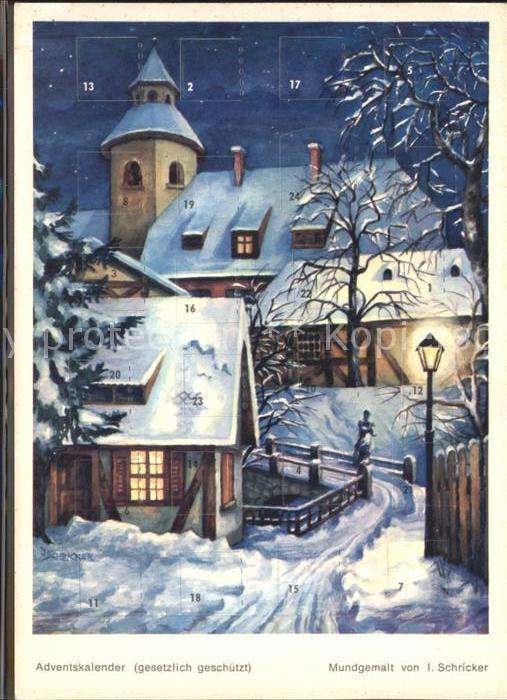 Adventskalender-AK Mundgemalt I. Schricker