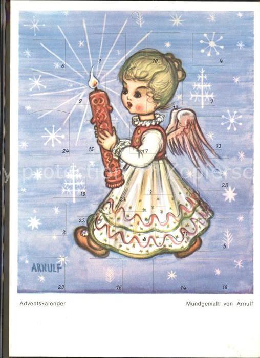 Adventskalender-AK Mundgemalt Arnulf Engel Mädchen Kerze S