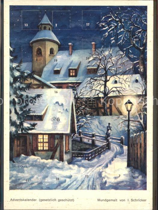 Adventskalender-AK Mundgemalt I. Schricker