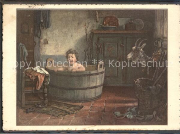 Kuenstlerkarte B. Vautier Besuch im Bade V. 32 Edition