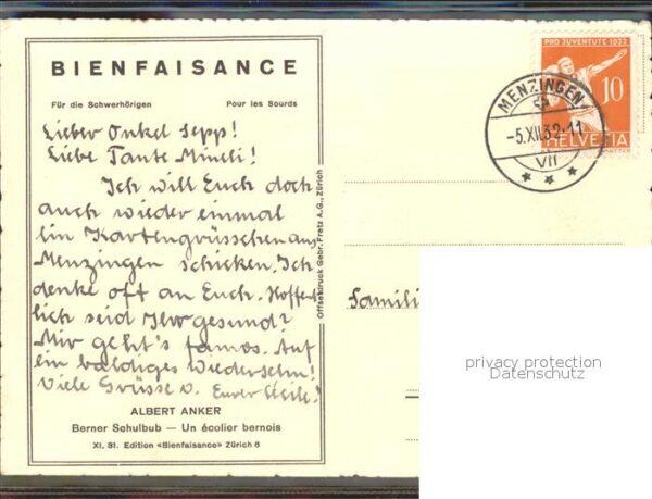 Anker Albert Berner Schulbub XI. 31 Edition Bienfais – Bild 2