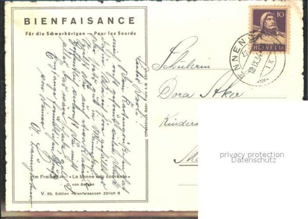 Kuenstlerkarte C. von Bergen Im Freibad V. 32 Edition – Bild 2