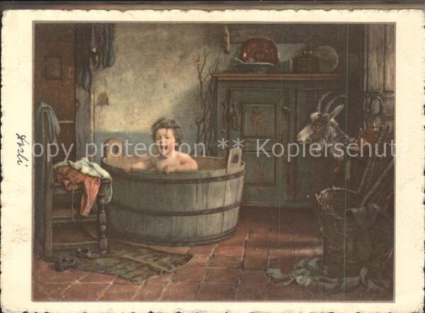 Kuenstlerkarte B. Vautier  Besuch im Bade V. 32 Editio