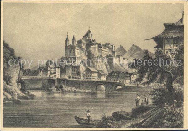 Kuenstlerkarte Aarbourg L. Rohbock delt.  J. Poppel sc