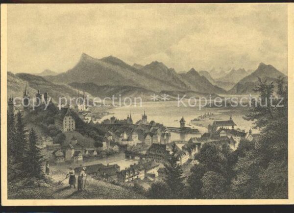 Kuenstlerkarte Luzern Lucerne L. Rohbock delt. J. Popp