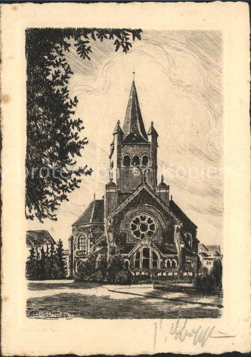 Radierung Buschbaum Basel Pauluskirche