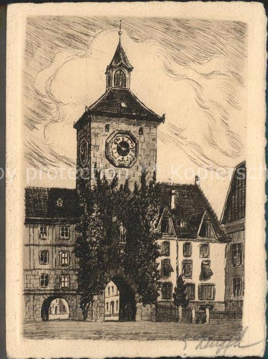 Radierung N. Buschbaum Solothurn Bleitor