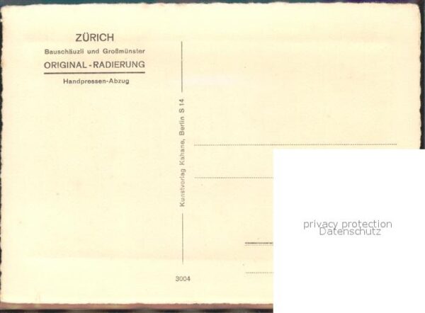 Radierung Zürich Bauschäuzli Großmünster – Bild 2