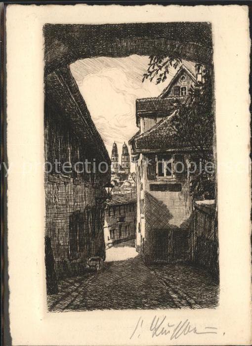Radierung K.A. Buschbaum Nr. 3002 Zürich Schipfe