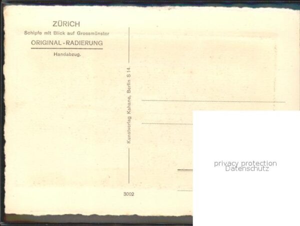 Radierung K.A. Buschbaum Nr. 3002 Zürich Schipfe – Bild 2